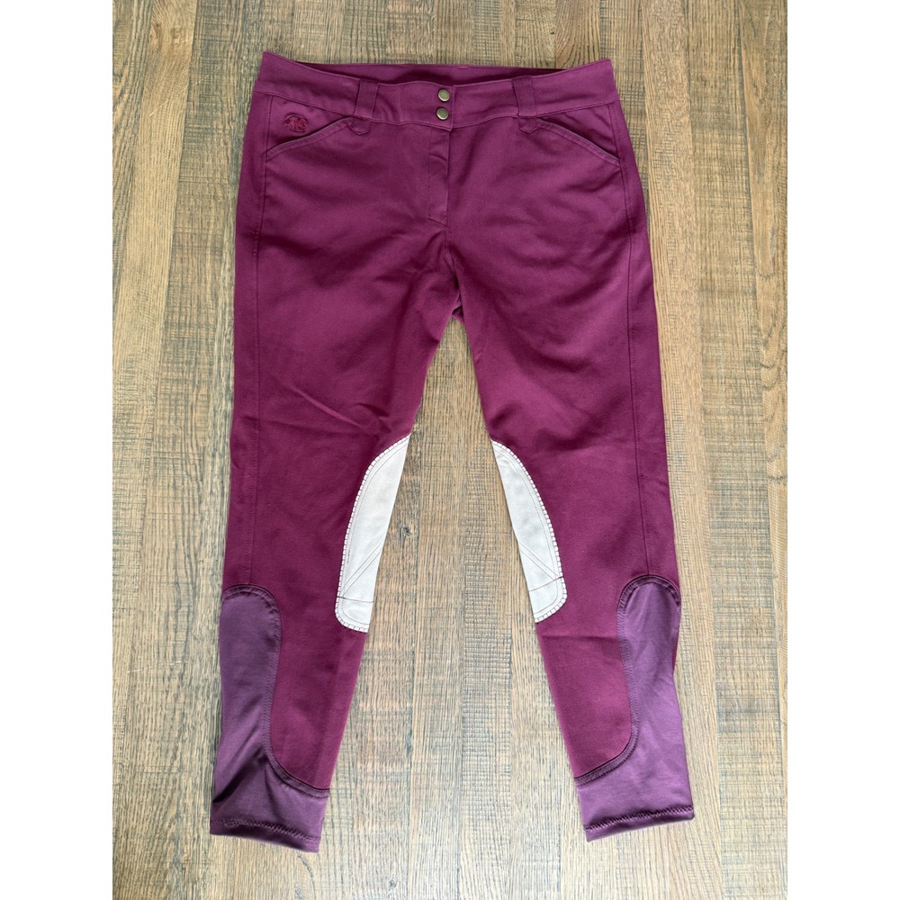 Piper by SmartPak Women Burgundy Knee Patch Equestrian Riding Breeches Size 36R